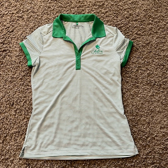 Nike Green and White Striped Short Sleeve Polo - Picture 1 of 4
